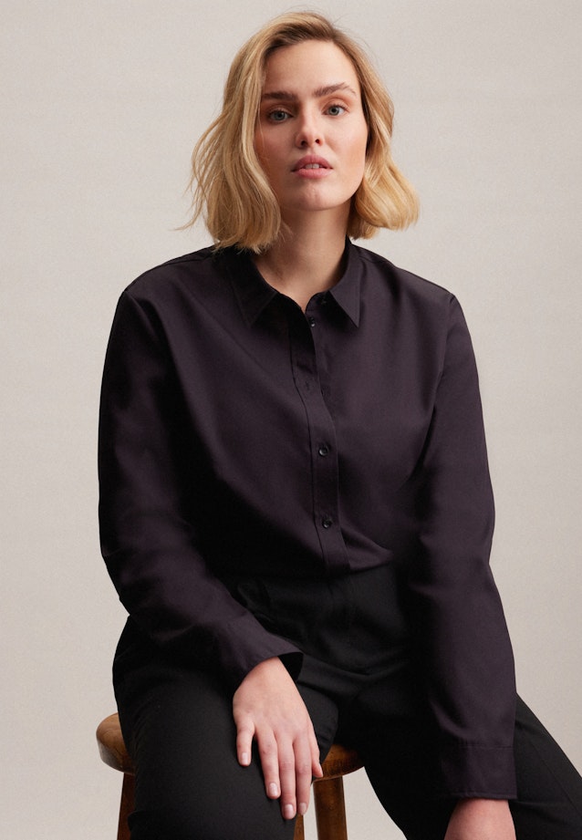 Non-iron Fil a fil Shirt Blouse in Black |  Seidensticker Onlineshop