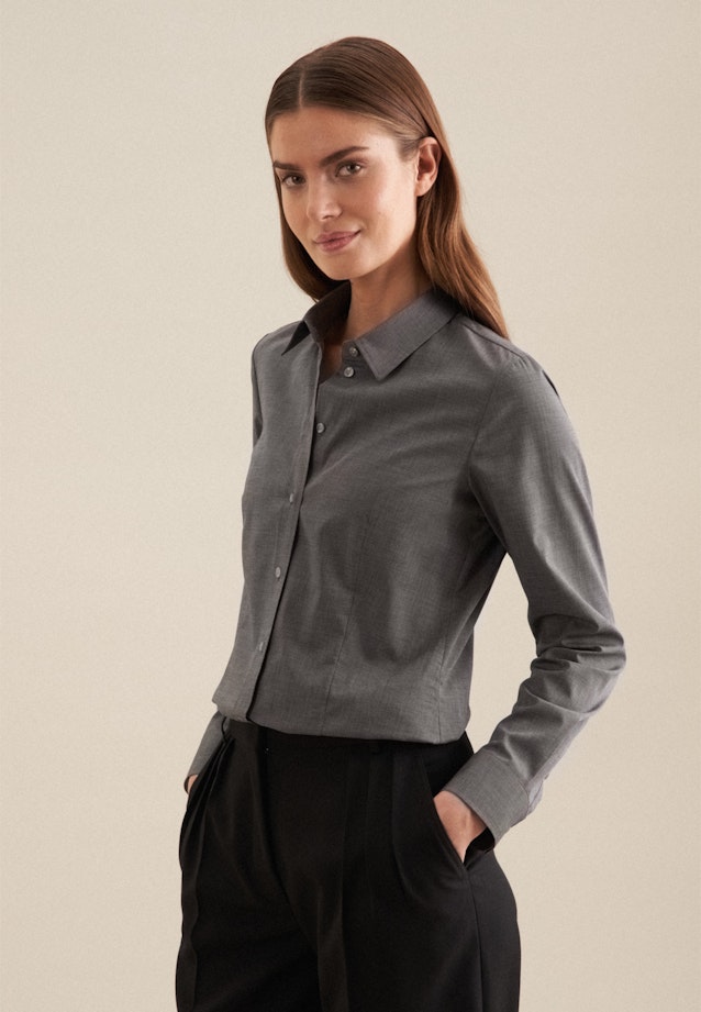 Non-iron Fil a fil Shirt Blouse in Grey |  Seidensticker Onlineshop