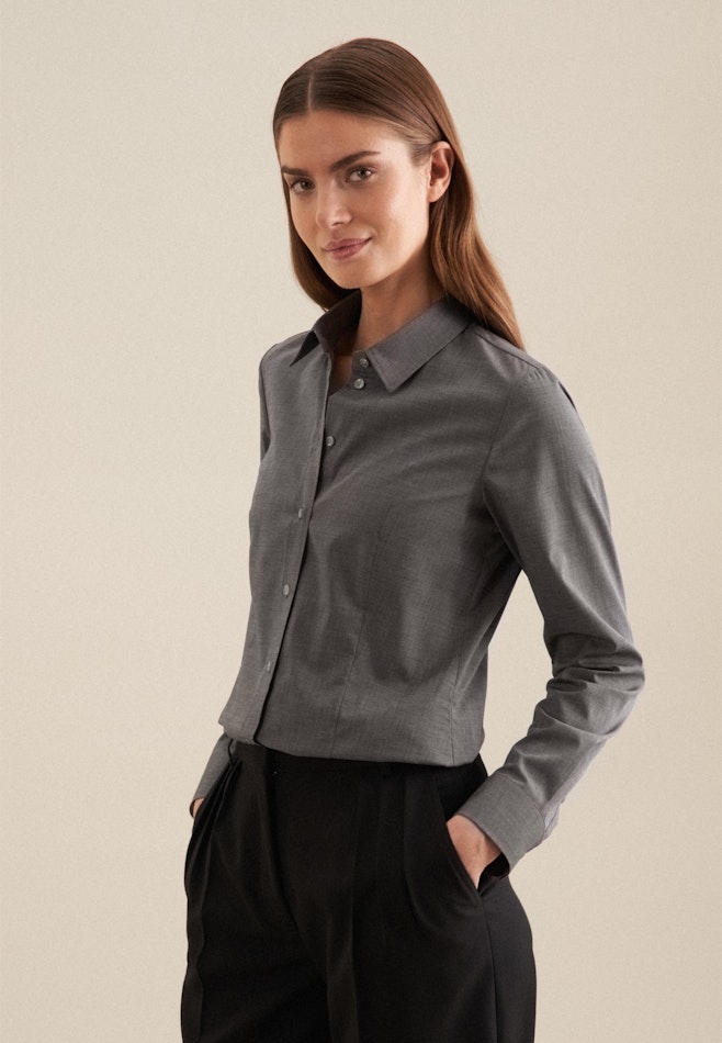 Non-iron Fil a fil Shirt Blouse in Grey | Seidensticker online shop