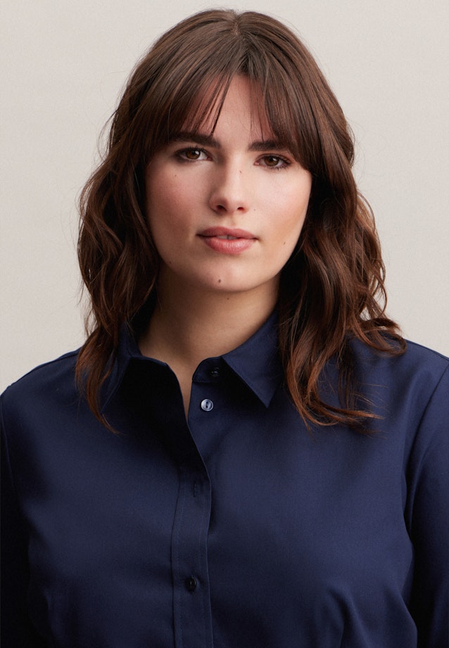 Non-iron Fil a fil Shirt Blouse in Dark Blue |  Seidensticker Onlineshop