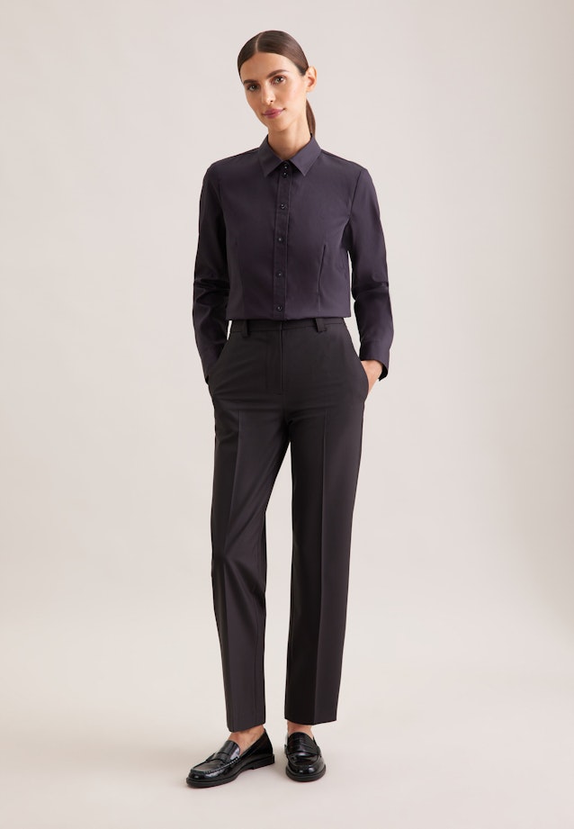 Hemdbluse mit Abnähern regular fit in Schwarz |  Seidensticker Onlineshop