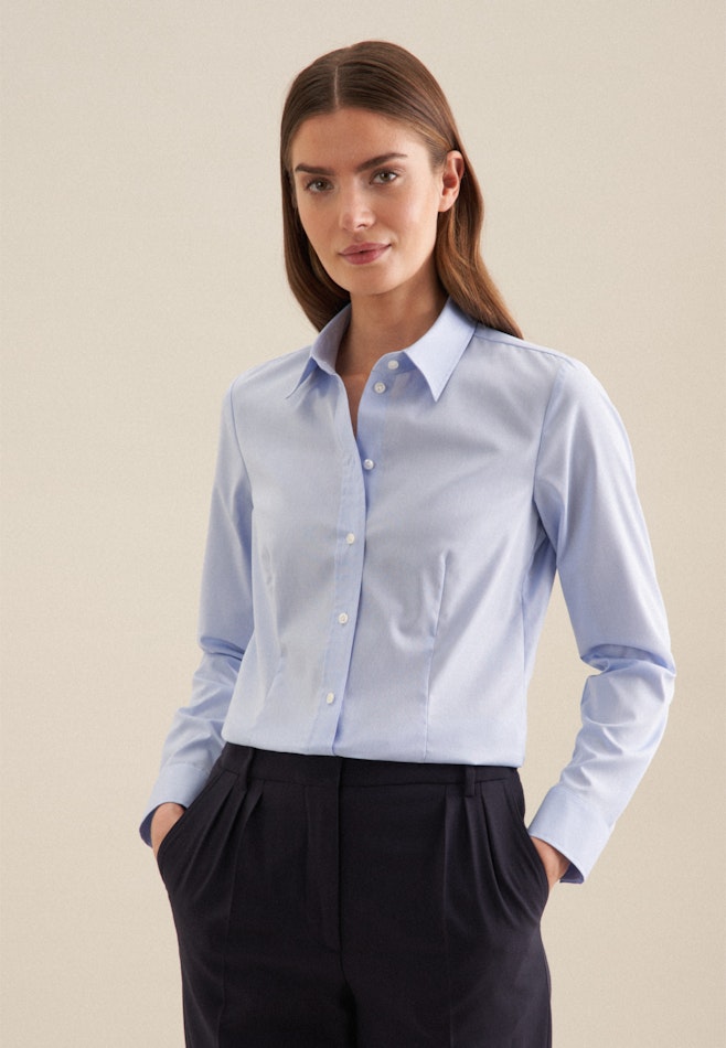 Non-iron Fil a fil Shirt Blouse in Light Blue | Seidensticker online shop
