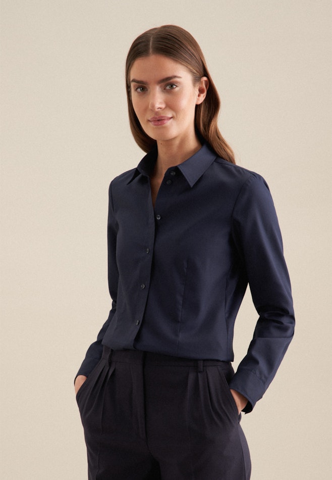 Hemdbluse mit Abnähern regular fit in Dunkelblau | Seidensticker Onlineshop