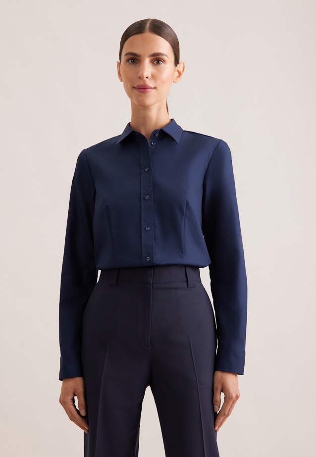 Hemdbluse mit Abnähern regular fit in Dunkelblau |  Seidensticker Onlineshop