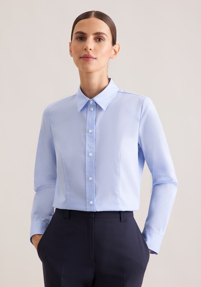Hemdbluse mit Abnähern regular fit in Hellblau | Seidensticker Onlineshop