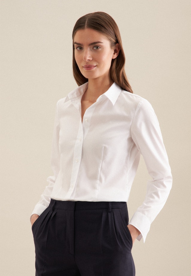 Non-iron Fil a fil Shirt Blouse in White | Seidensticker Onlineshop