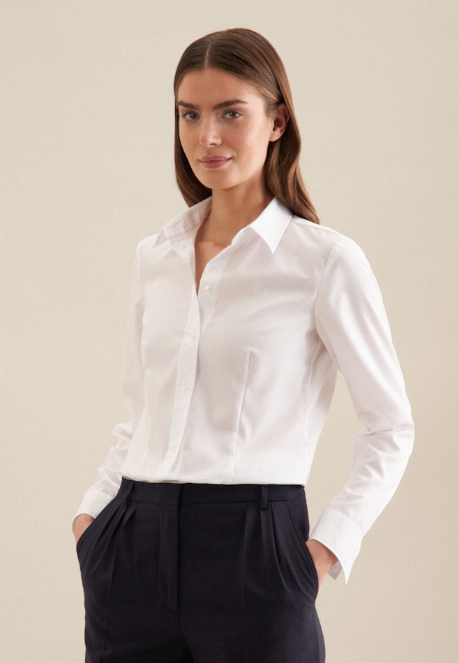 Non-iron Fil a fil Shirt Blouse in White | Seidensticker online shop