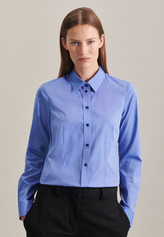 Non-iron Fil a fil Shirt Blouse in Medium Blue | Seidensticker online shop