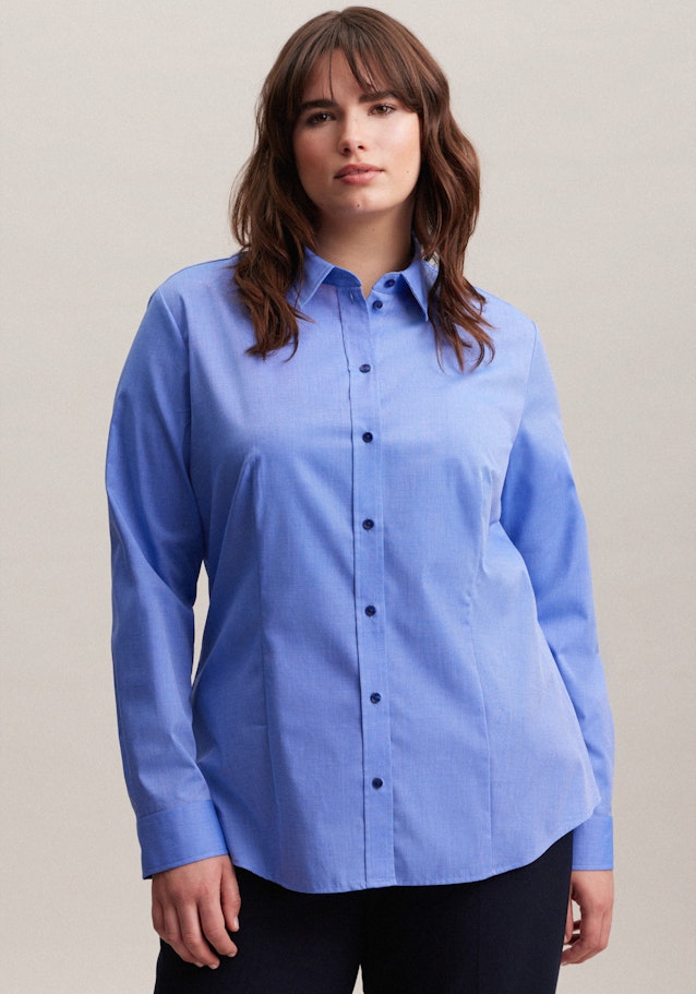Non-iron Fil a fil Shirt Blouse in Medium Blue | Seidensticker Onlineshop