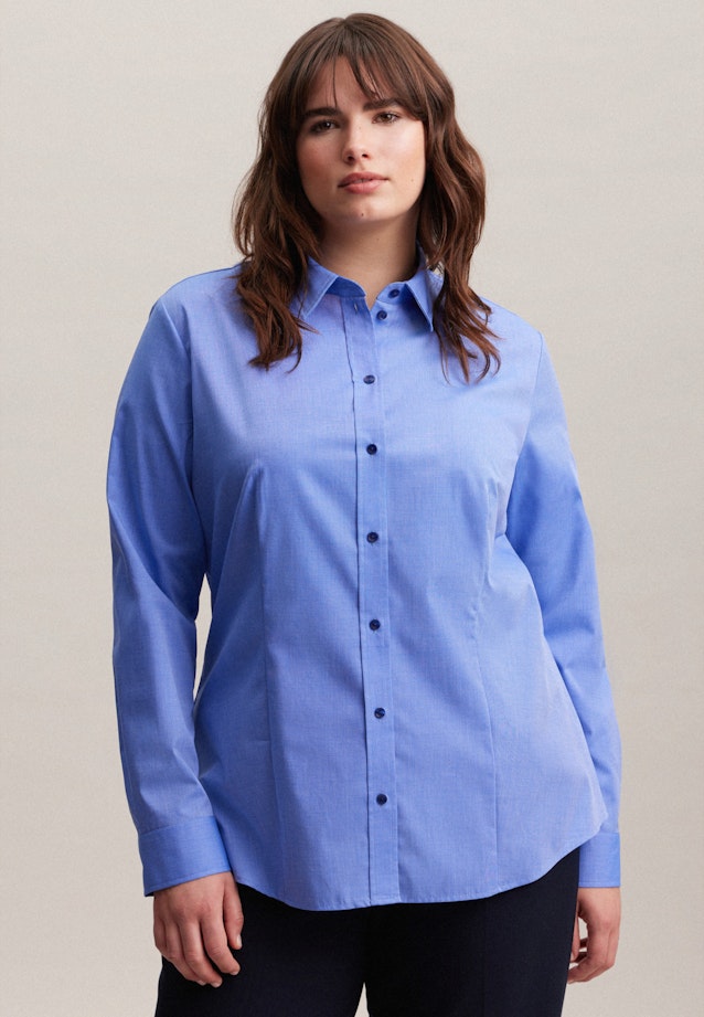 Non-iron Fil a fil Shirtblouse in Middelmatig Blauw | Seidensticker Onlineshop