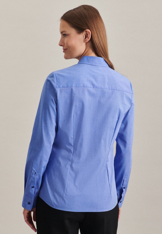 Non-iron Fil a fil Shirt Blouse in Medium Blue | Seidensticker online shop