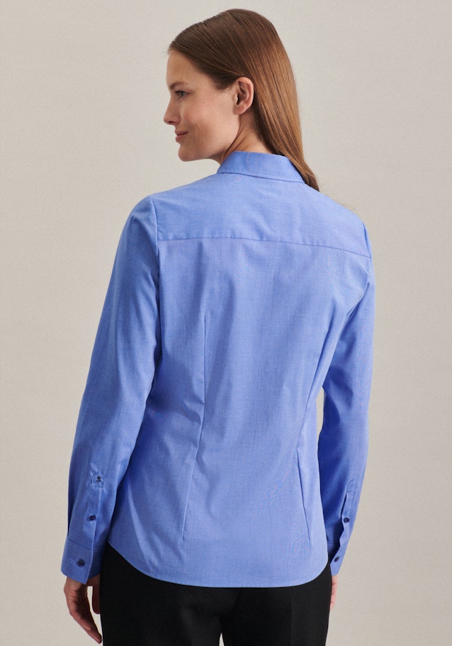 Non-iron Fil a fil Shirt Blouse in Medium Blue |  Seidensticker Onlineshop