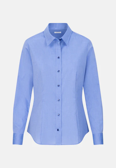 Hemdbluse mit Abnähern regular fit in Mittelblau |  Seidensticker Onlineshop