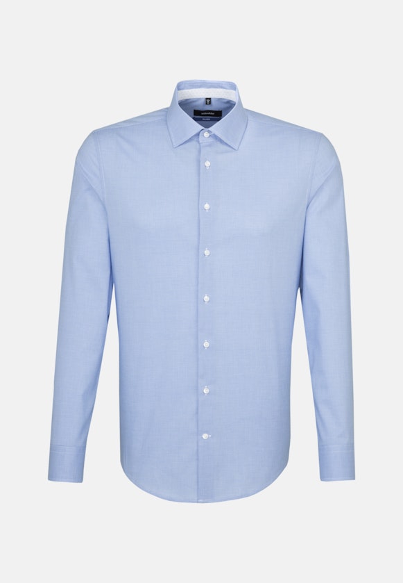 Non-iron Pepita Business Shirt in Shaped with Kent-Collar in Light Blue |  Seidensticker Onlineshop