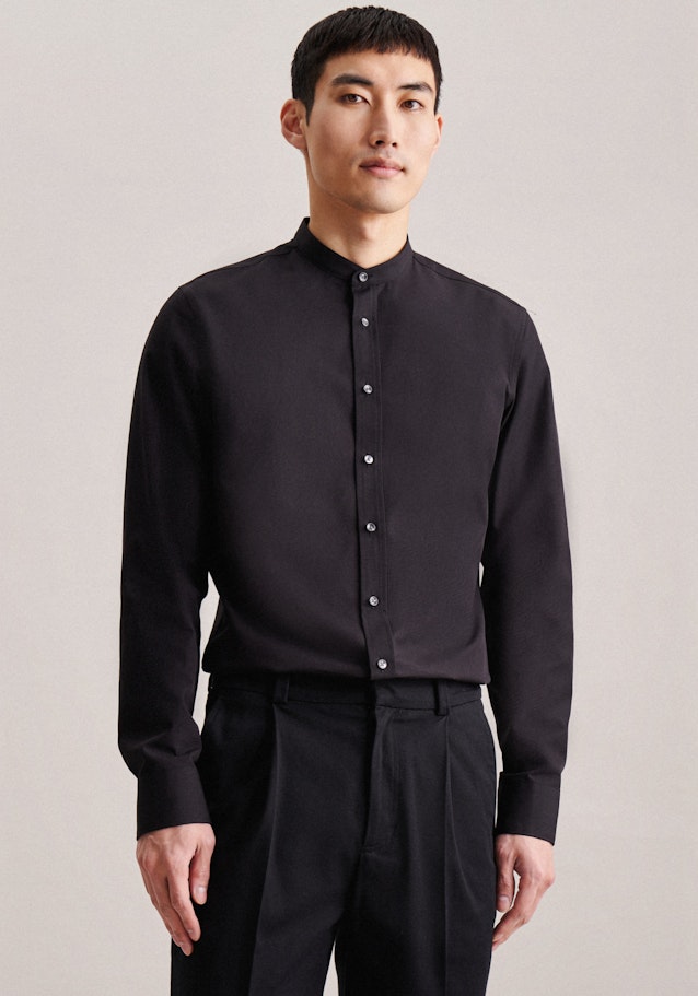 Non-iron Poplin Business Shirt in Slim with Stand-Up Collar in Black | Seidensticker Onlineshop