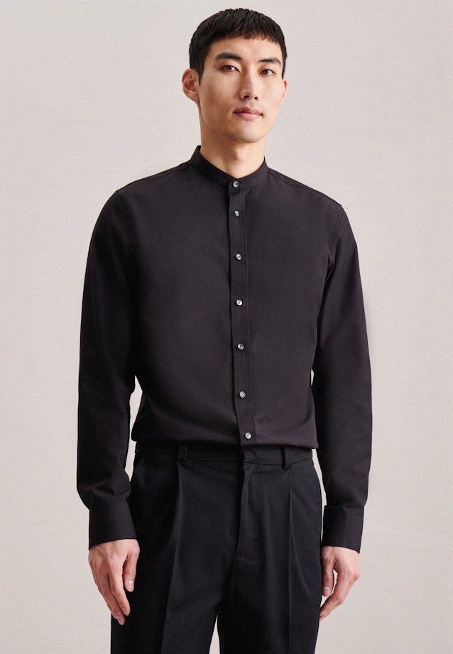 Non-iron Poplin Business Shirt in Slim with Stand-Up Collar in Black |  Seidensticker Onlineshop
