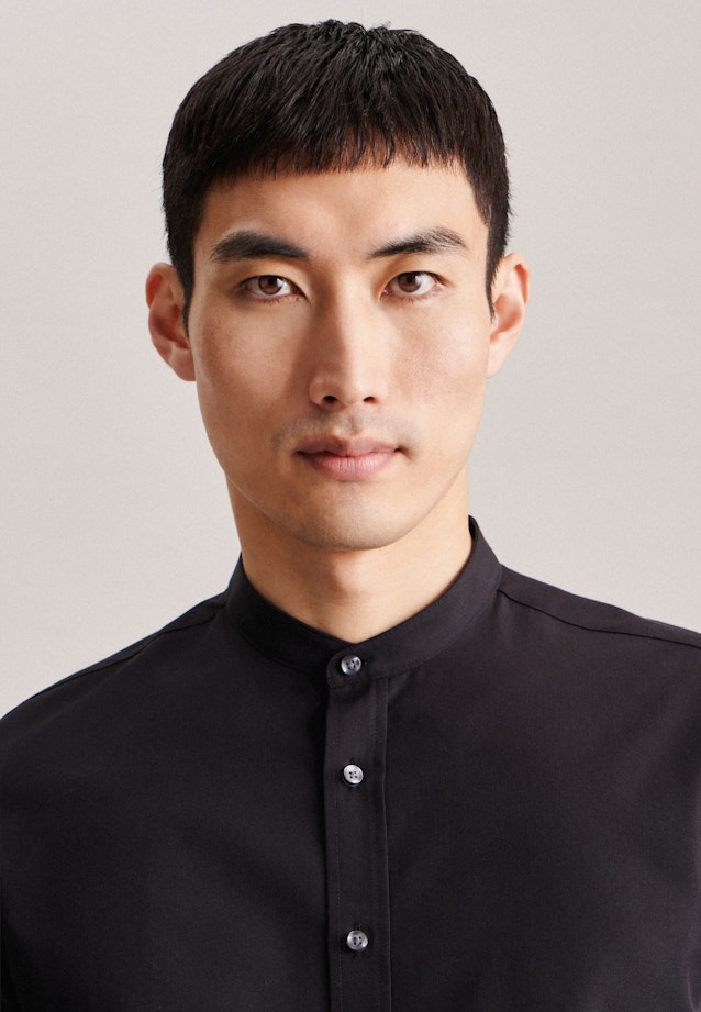 Non-iron Poplin Business Shirt in Slim with Stand-Up Collar in Black |  Seidensticker Onlineshop