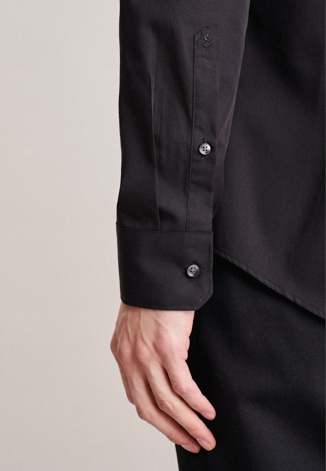 Chemise Business Slim Popeline Col Montant in Noir |  Seidensticker Onlineshop