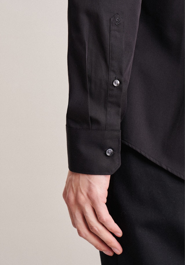 Non-iron Poplin Business Shirt in Slim with Stand-Up Collar in Black |  Seidensticker Onlineshop
