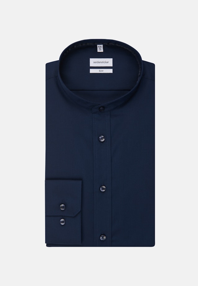 Non-iron Poplin Business Shirt in Slim with Stand-Up Collar in Dark Blue |  Seidensticker Onlineshop