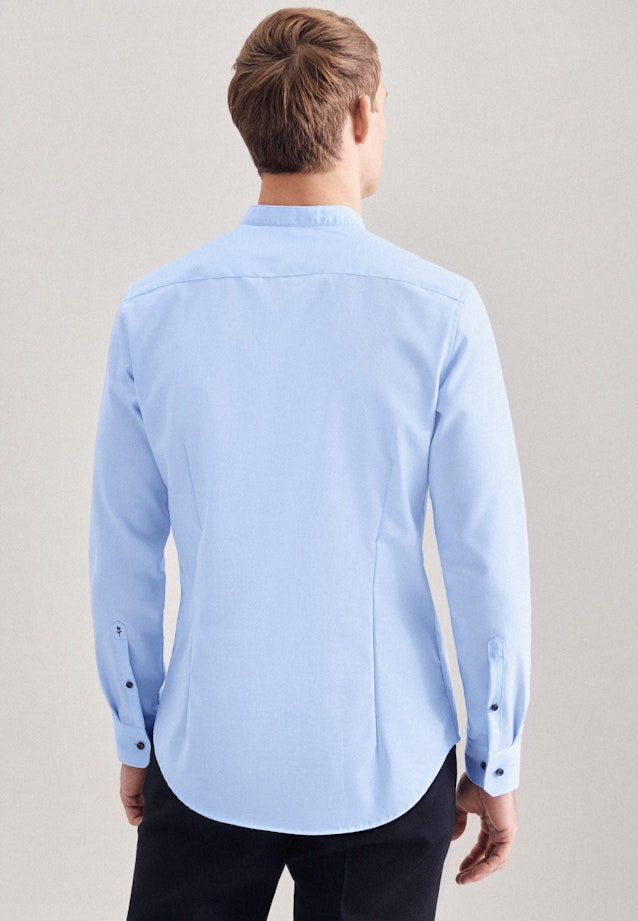 Non-iron Poplin Business Shirt in Slim with Stand-Up Collar in Medium Blue | Seidensticker Onlineshop