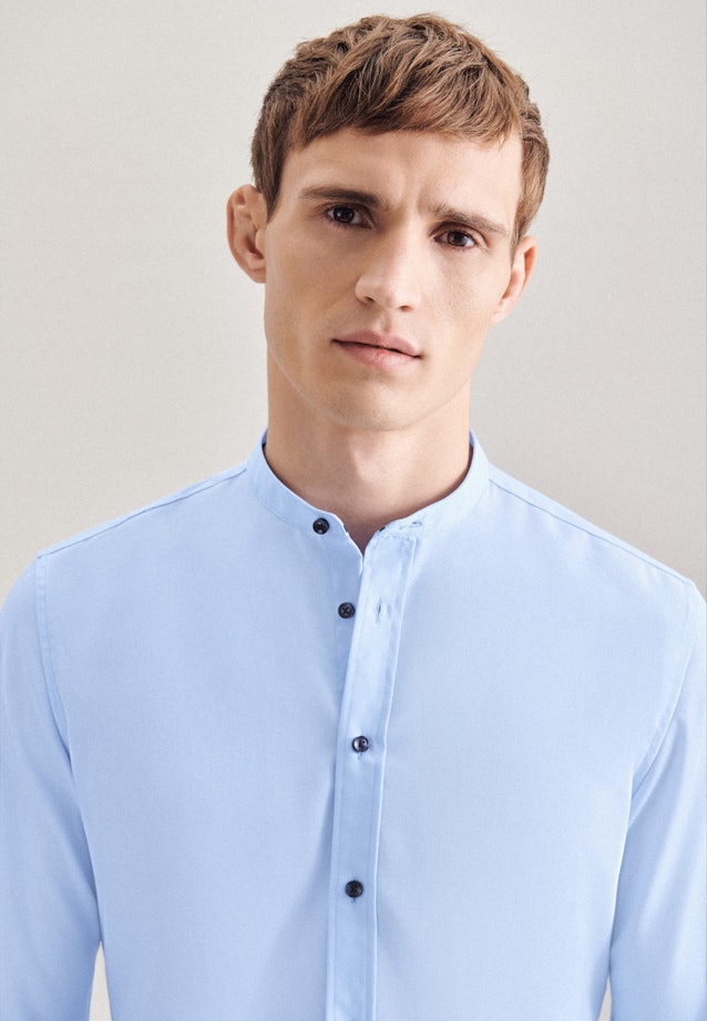 Non-iron Poplin Business Shirt in Slim with Stand-Up Collar in Medium Blue |  Seidensticker Onlineshop