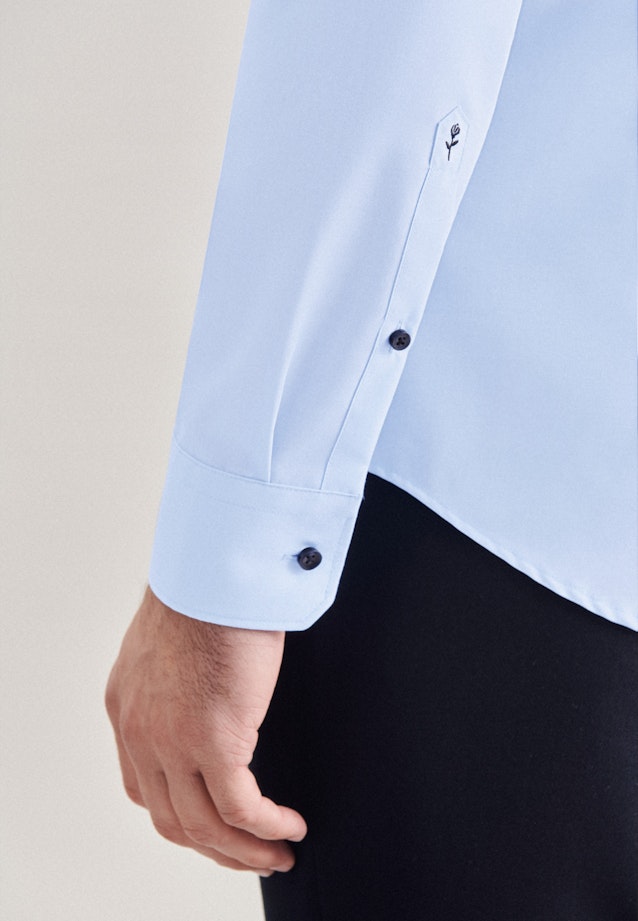 Non-iron Poplin Business Shirt in Slim with Stand-Up Collar in Medium Blue |  Seidensticker Onlineshop