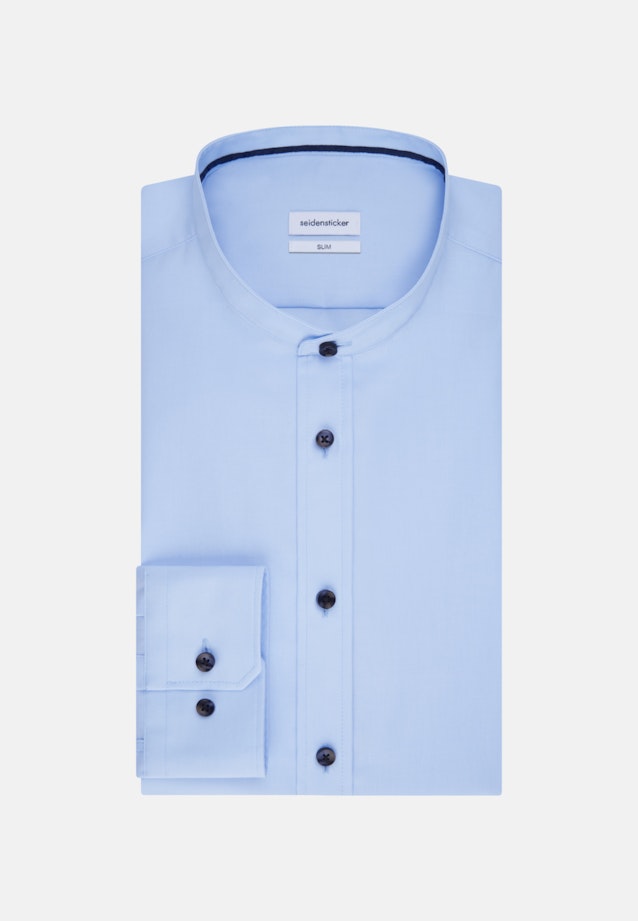 Bügelfreies Popeline Business Hemd in Slim mit Stehkragen in Mittelblau |  Seidensticker Onlineshop