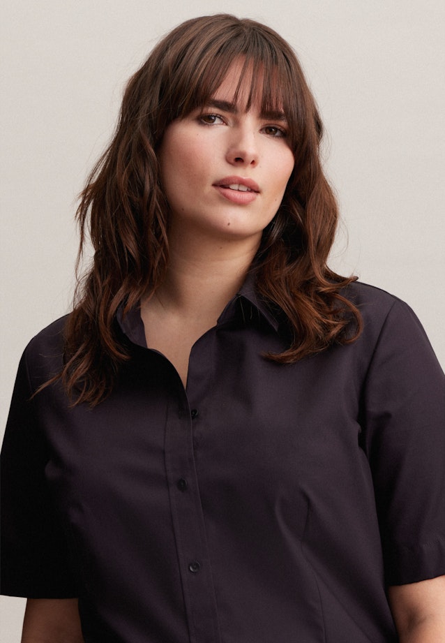 Non-iron Short sleeve Fil a fil Shirt Blouse in Black |  Seidensticker Onlineshop