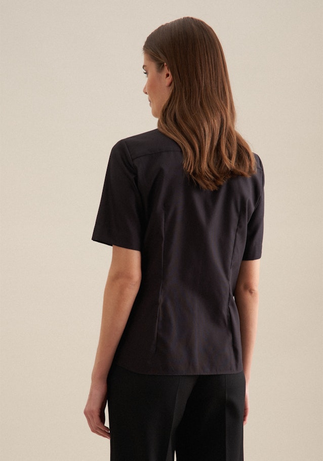 Non-iron Short sleeve Fil a fil Shirt Blouse in Black | Seidensticker Onlineshop