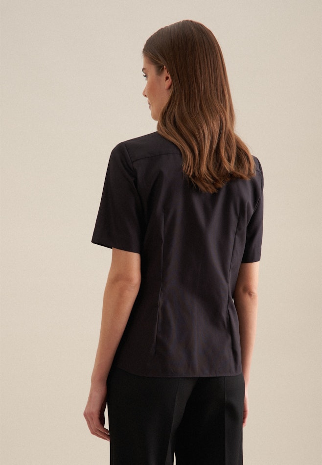Non-iron Short sleeve Fil a fil Shirt Blouse in Black | Seidensticker online shop