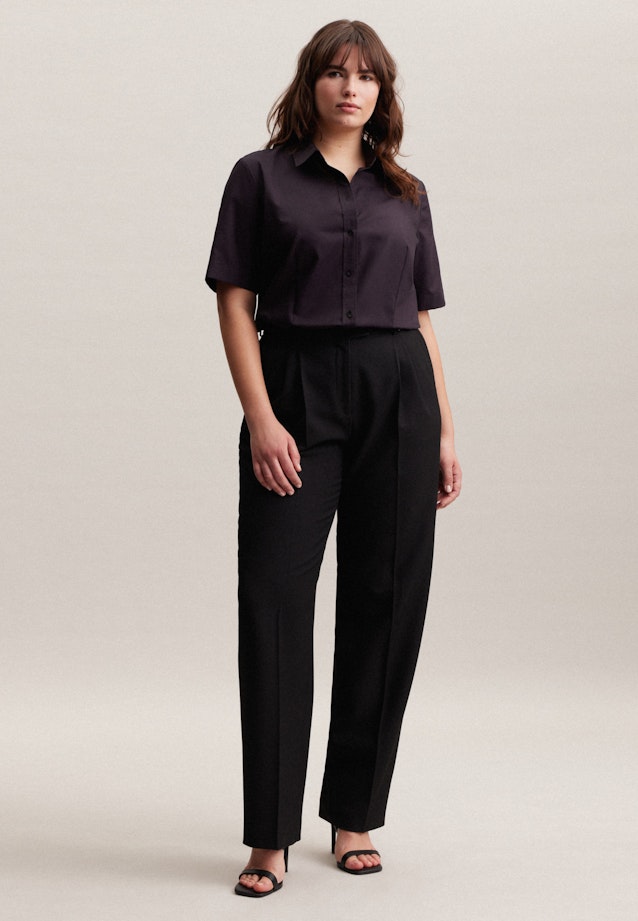 Non-iron Short sleeve Fil a fil Shirt Blouse in Black |  Seidensticker Onlineshop