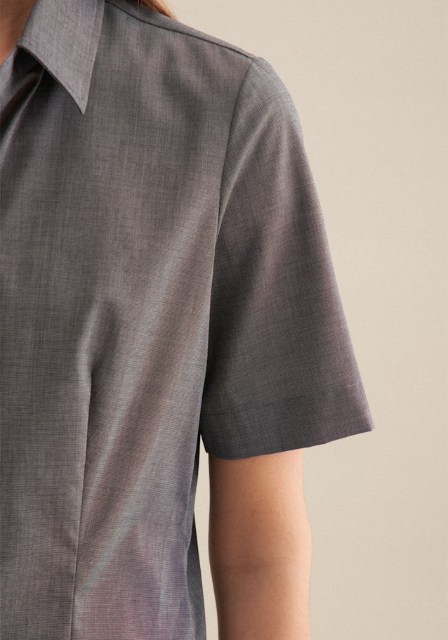 Non-iron korte arm Fil a fil Shirtblouse in Grijs |  Seidensticker Onlineshop