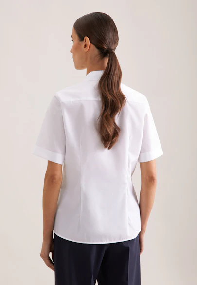 Short-Sleeve Shirt Blouse, Regular Fit in White |  Seidensticker Onlineshop