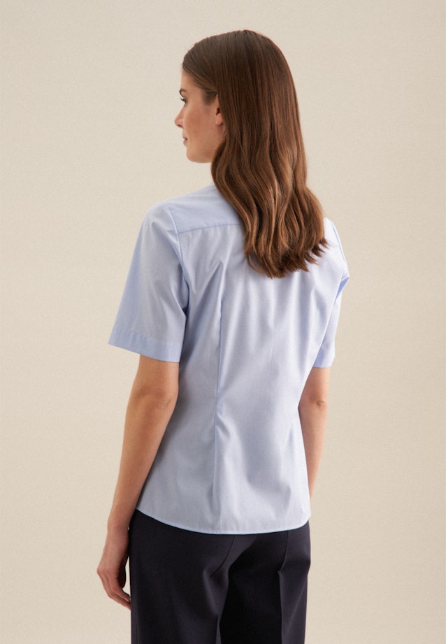 Non-iron Short sleeve Fil a fil Shirt Blouse in Light Blue |  Seidensticker Onlineshop