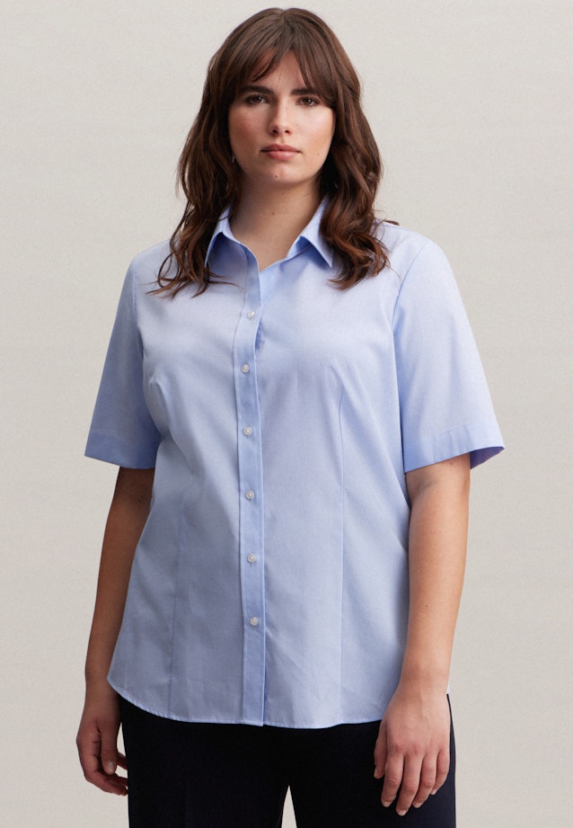 Non-iron korte arm Fil a fil Shirtblouse in Lichtblauw |  Seidensticker Onlineshop