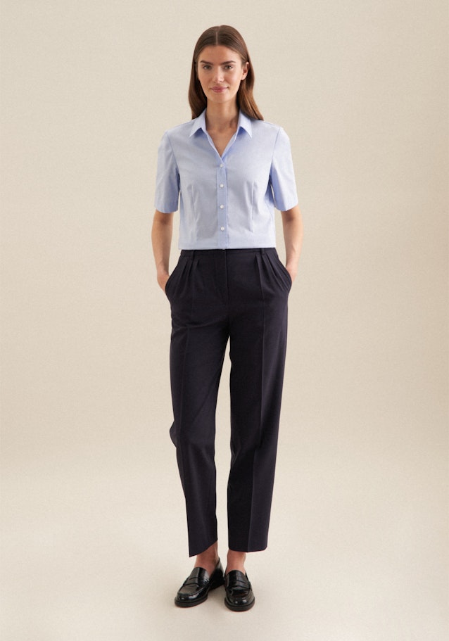 Non-iron Short sleeve Fil a fil Shirt Blouse in Light Blue |  Seidensticker Onlineshop