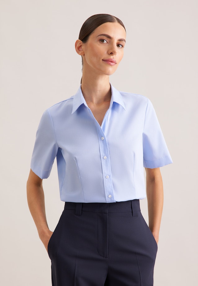 Halbarm Hemdbluse regular fit in Hellblau |  Seidensticker Onlineshop