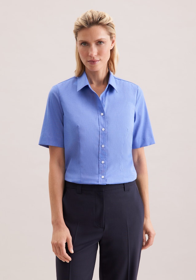 Halbarm Hemdbluse regular fit in Mittelblau | Seidensticker Onlineshop