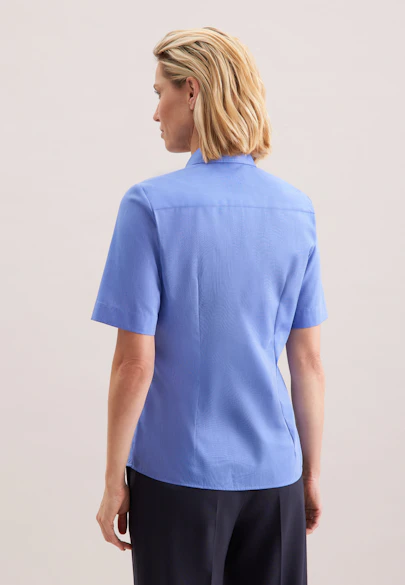 Short-Sleeve Shirt Blouse, Regular Fit in Medium Blue |  Seidensticker Onlineshop