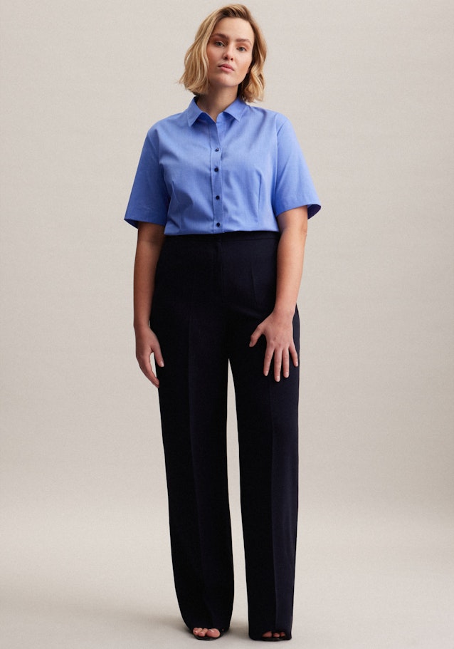 Halbarm Hemdbluse regular fit in Mittelblau | Seidensticker Onlineshop