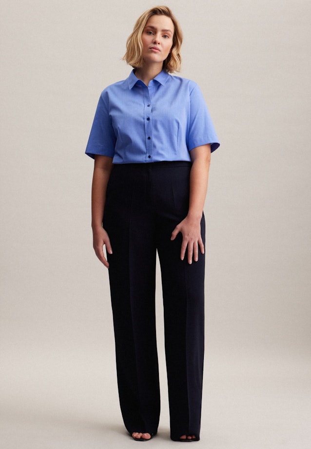 Halbarm Hemdbluse regular fit in Mittelblau |  Seidensticker Onlineshop