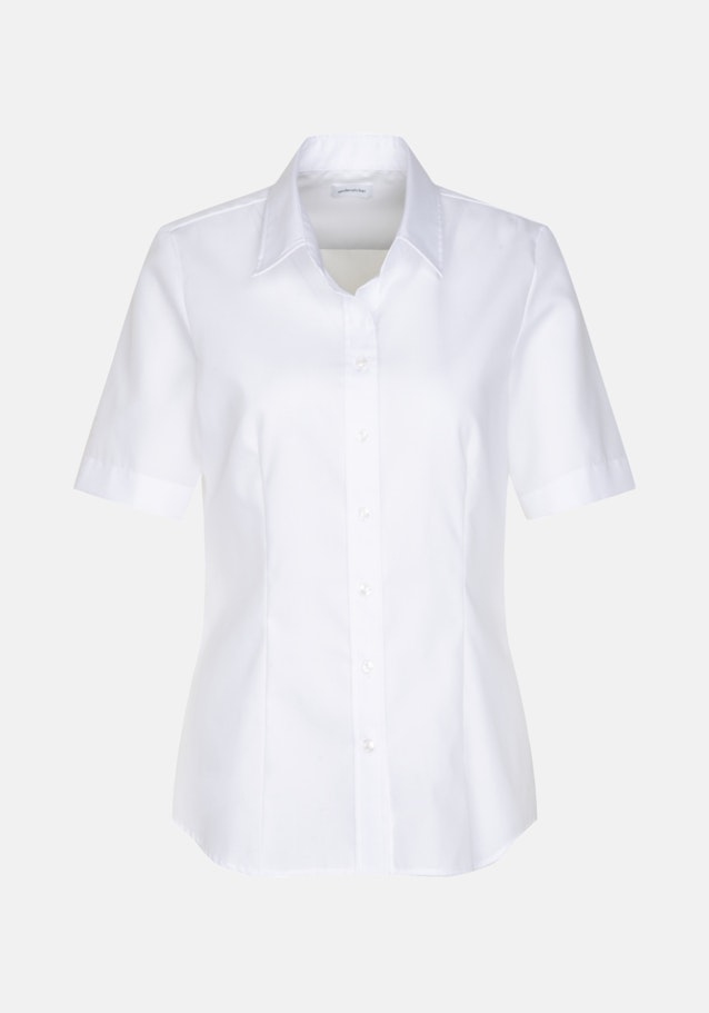 Non-iron korte arm Fil a fil Shirtblouse in Wit |  Seidensticker Onlineshop