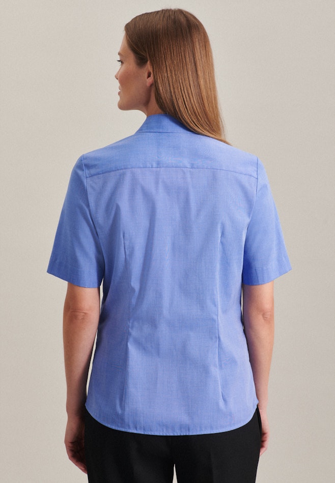 Non-iron Short sleeve Fil a fil Shirt Blouse in Medium Blue | Seidensticker online shop