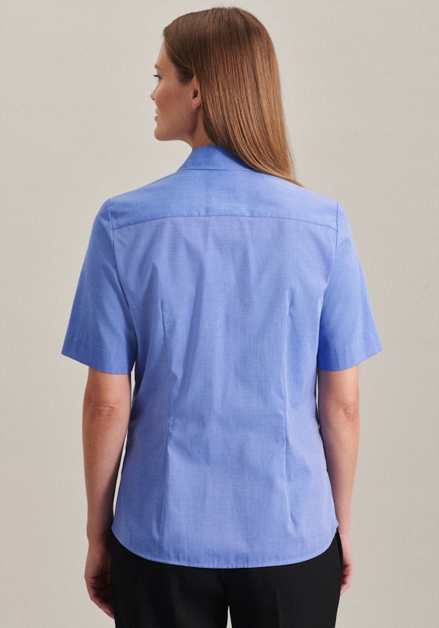 Non-iron korte arm Fil a fil Shirtblouse in Middelmatig Blauw |  Seidensticker Onlineshop