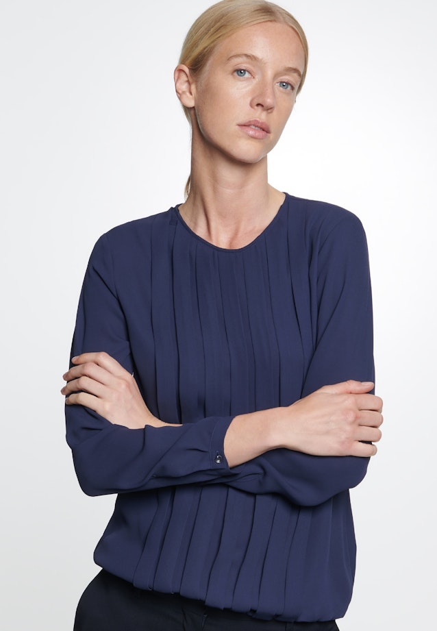 Long sleeve Crepe Shirt Blouse in Dark Blue | Seidensticker Onlineshop