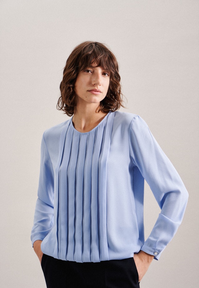 Lange mouwen Krepp Shirtblouse in Lichtblauw |  Seidensticker Onlineshop