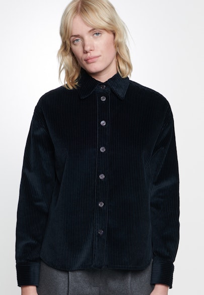Regular fit Hemdbluse Uni in Dunkelblau |  Seidensticker Onlineshop