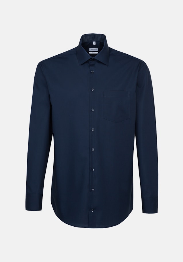 Non-iron Poplin Business Shirt in Regular with Kent-Collar in Dark Blue |  Seidensticker Onlineshop