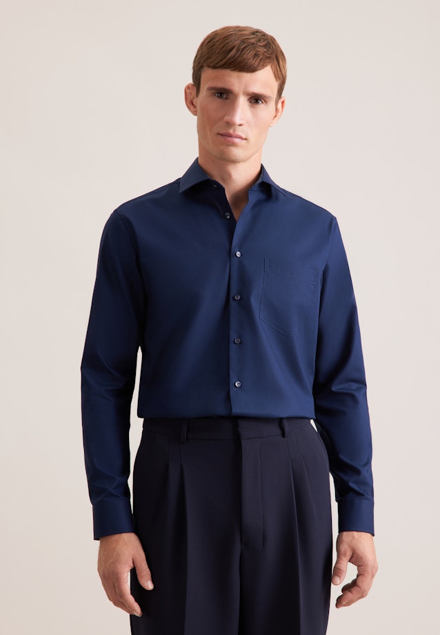 Regular Chemise d'affaires Uni in Bleu Foncé |  Seidensticker Onlineshop